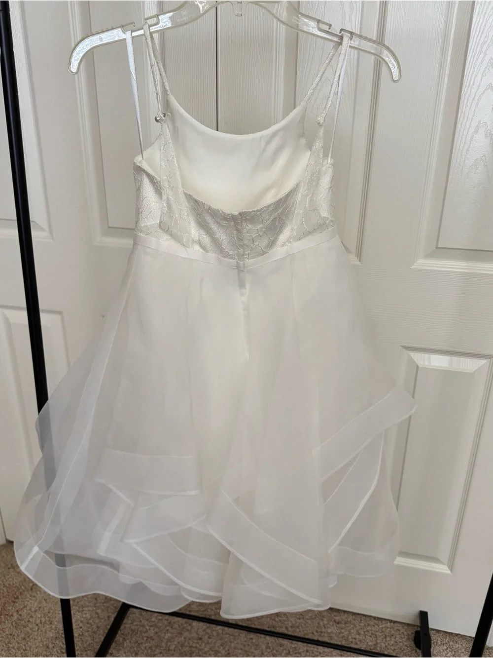 David's Bridal White Lace Bodice Organza Girls' Formal Dress, size 6 - Picture 3 of 5